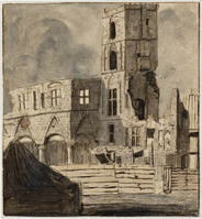 p+ 065b
<br/>
De ruïne van het oude stadhuis van Amsterdam na de brand van 1652
<br/>
<em>Furnerius, Abraham (1628-1654) - toegeschreven aan</em>